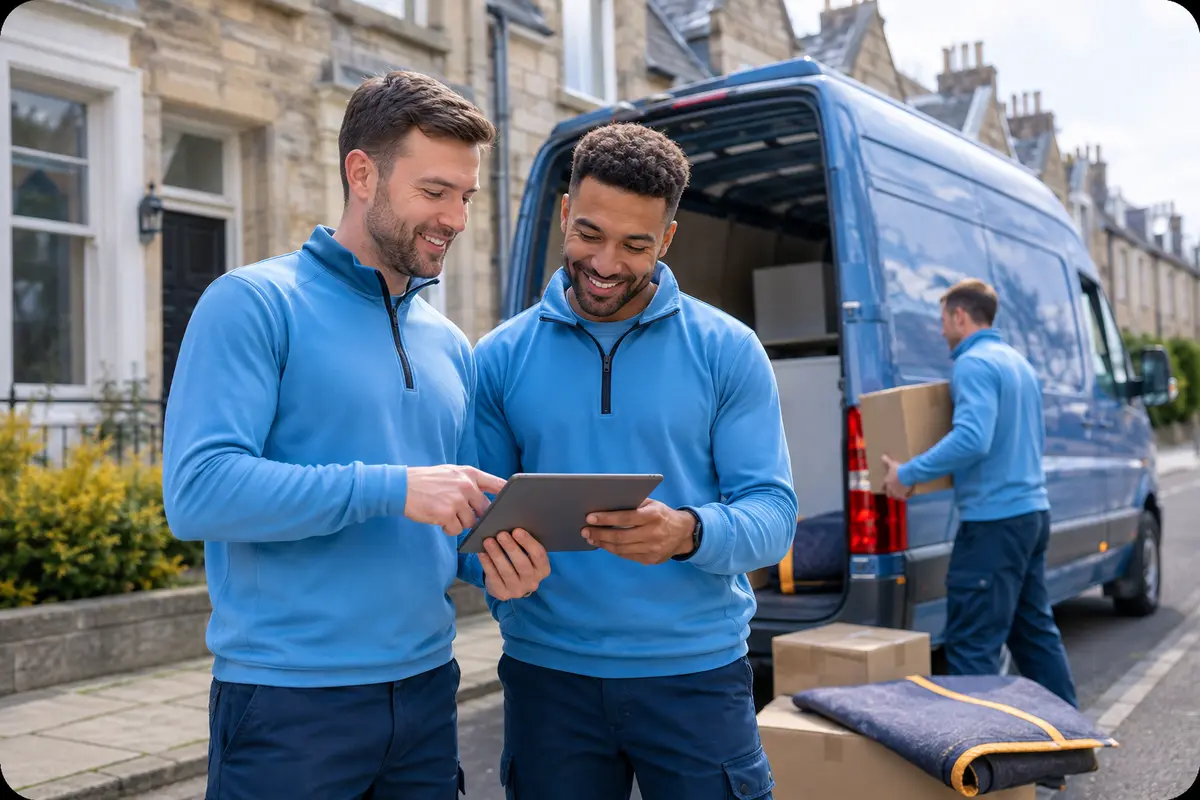 Professional removal crew planning a flexible moving date